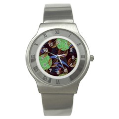 Pyramid Sphere Colorful Background Stainless Steel Watch by Ravend