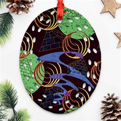 Pyramid Sphere Colorful Background Oval Filigree Ornament (two Sides) by Ravend