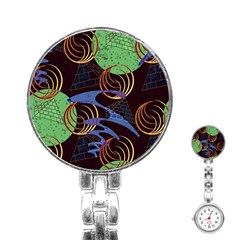 Pyramid Sphere Colorful Background Stainless Steel Nurses Watch by Ravend