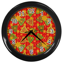 Illustration Background Abstract Pattern Shape Star Wall Clock (black) by Ravend