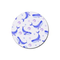 Whale Fish Sea Pattern Mammal Ocean Rubber Round Coaster (4 Pack)