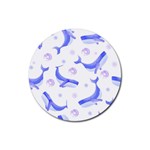 Whale Fish Sea Pattern Mammal Ocean Rubber Round Coaster (4 pack) Front