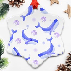 Whale Fish Sea Pattern Mammal Ocean Ornament (snowflake) by Ravend