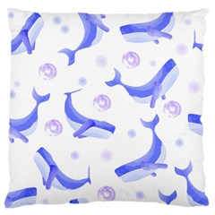 Whale Fish Sea Pattern Mammal Ocean Large Flano Cushion Case (one Side) by Ravend