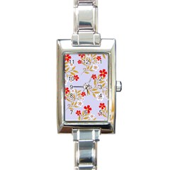 Nature Illustration Pattern Flower Floral Rectangle Italian Charm Watch by Ravend