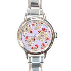 Nature Illustration Pattern Flower Floral Round Italian Charm Watch by Ravend