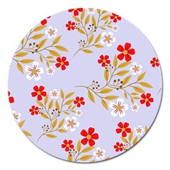 Nature Illustration Pattern Flower Floral Magnet 5  (round) by Ravend