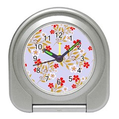 Nature Illustration Pattern Flower Floral Travel Alarm Clock by Ravend