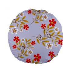 Nature Illustration Pattern Flower Floral Standard 15  Premium Round Cushions by Ravend