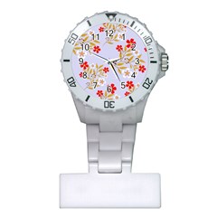 Nature Illustration Pattern Flower Floral Plastic Nurses Watch by Ravend