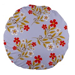 Nature Illustration Pattern Flower Floral Large 18  Premium Flano Round Cushions by Ravend