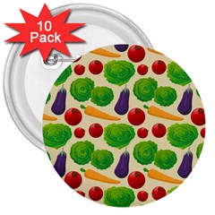 Food Illustration Pattern Texture 3  Buttons (10 Pack)  by Ravend