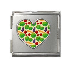 Food Illustration Pattern Texture Mega Link Heart Italian Charm (18mm) by Ravend