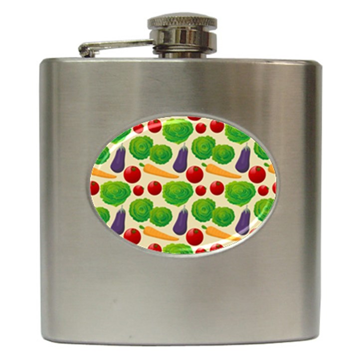 Food Illustration Pattern Texture Hip Flask (6 oz)