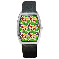 Food Illustration Pattern Texture Barrel Style Metal Watch by Ravend