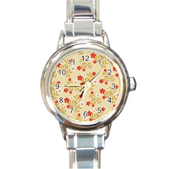 Illustration Pattern Flower Floral Round Italian Charm Watch by Ravend