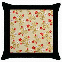 Illustration Pattern Flower Floral Throw Pillow Case (black) by Ravend