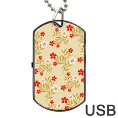 Illustration Pattern Flower Floral Dog Tag Usb Flash (one Side) by Ravend