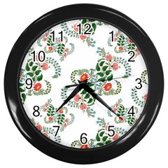 Background Pattern Texture Design Wall Clock (black) by Ravend