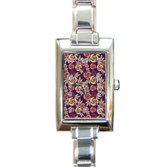 Illustration Flower Floral Nature Pattern Background Rectangle Italian Charm Watch by Ravend