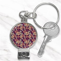 Illustration Flower Floral Nature Pattern Background Nail Clippers Key Chain