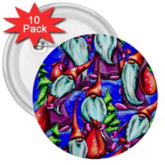 Merry Christmas 3  Buttons (10 Pack) 