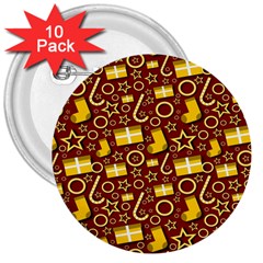 Pattern Paper Fabric Wrapping 3  Buttons (10 Pack)  by Ravend