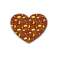 Pattern Paper Fabric Wrapping Rubber Coaster (heart) by Ravend