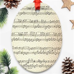 Music Beige Vintage Paper Background Design Ornament (oval) by Ravend