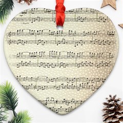 Music Beige Vintage Paper Background Design Ornament (heart) by Ravend