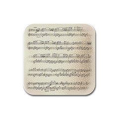 Music Beige Vintage Paper Background Design Rubber Square Coaster (4 Pack) by Ravend