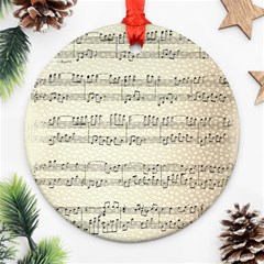 Music Beige Vintage Paper Background Design Round Ornament (two Sides)