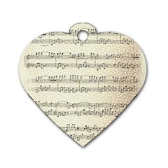 Music Beige Vintage Paper Background Design Dog Tag Heart (two Sides) by Ravend