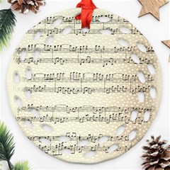 Music Beige Vintage Paper Background Design Ornament (round Filigree) by Ravend