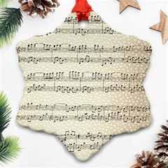 Music Beige Vintage Paper Background Design Snowflake Ornament (two Sides) by Ravend