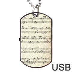 Music Beige Vintage Paper Background Design Dog Tag Usb Flash (one Side) by Ravend