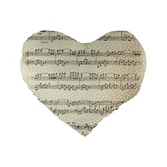 Music Beige Vintage Paper Background Design Standard 16  Premium Heart Shape Cushions by Ravend