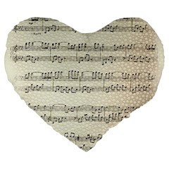 Music Beige Vintage Paper Background Design Large 19  Premium Heart Shape Cushions by Ravend