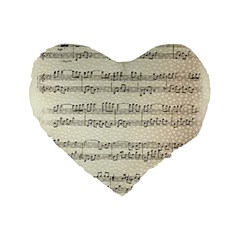 Music Beige Vintage Paper Background Design Standard 16  Premium Flano Heart Shape Cushions by Ravend