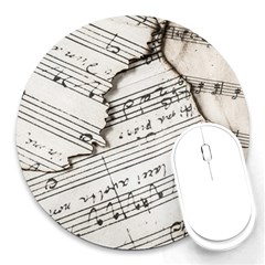 Music Notes Note Music Melody Sound Pattern Round Mousepad by Ravend