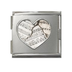 Music Notes Note Music Melody Sound Pattern Mega Link Heart Italian Charm (18mm) by Ravend