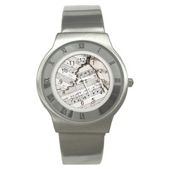 Music Notes Note Music Melody Sound Pattern Stainless Steel Watch by Ravend