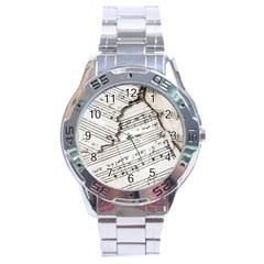 Music Notes Note Music Melody Sound Pattern Stainless Steel Analogue Watch by Ravend