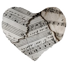 Music Notes Note Music Melody Sound Pattern Large 19  Premium Heart Shape Cushions by Ravend