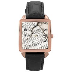 Music Notes Note Music Melody Sound Pattern Rose Gold Leather Watch  by Ravend