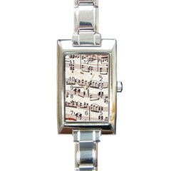 Vintage Beige Music Paper Background Design Rectangle Italian Charm Watch by Ravend