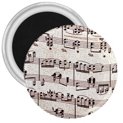 Vintage Beige Music Paper Background Design 3  Magnets