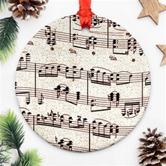 Vintage Beige Music Paper Background Design Ornament (round) by Ravend