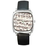 Vintage Beige Music Paper Background Design Square Metal Watch Front