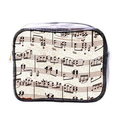 Vintage Beige Music Paper Background Design Mini Toiletries Bag (one Side) by Ravend